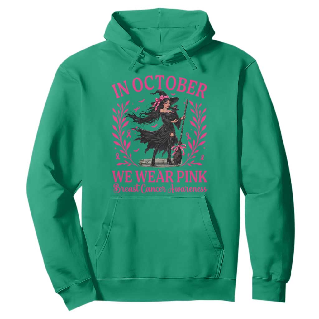 Breast Cancer Halloween Witch Hoodie In October We Wear Pink
