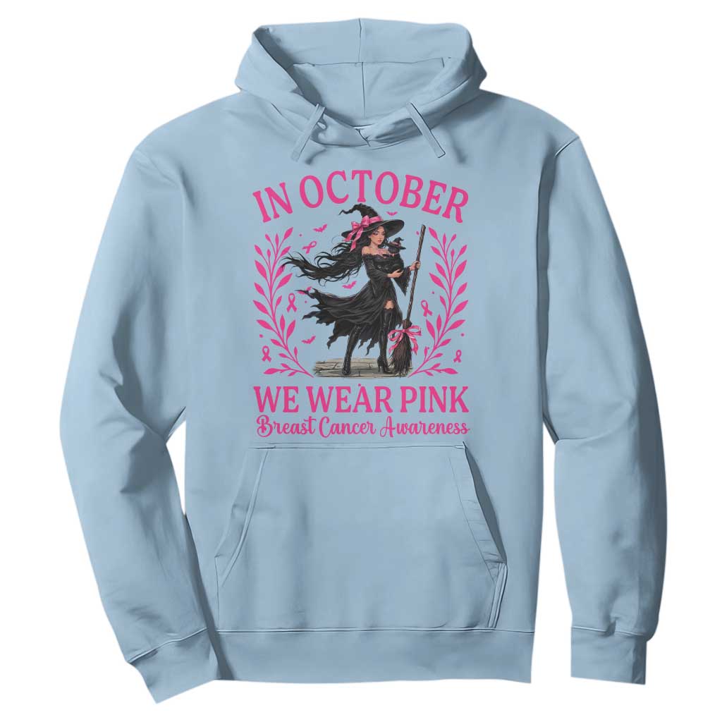 Breast Cancer Halloween Witch Hoodie In October We Wear Pink