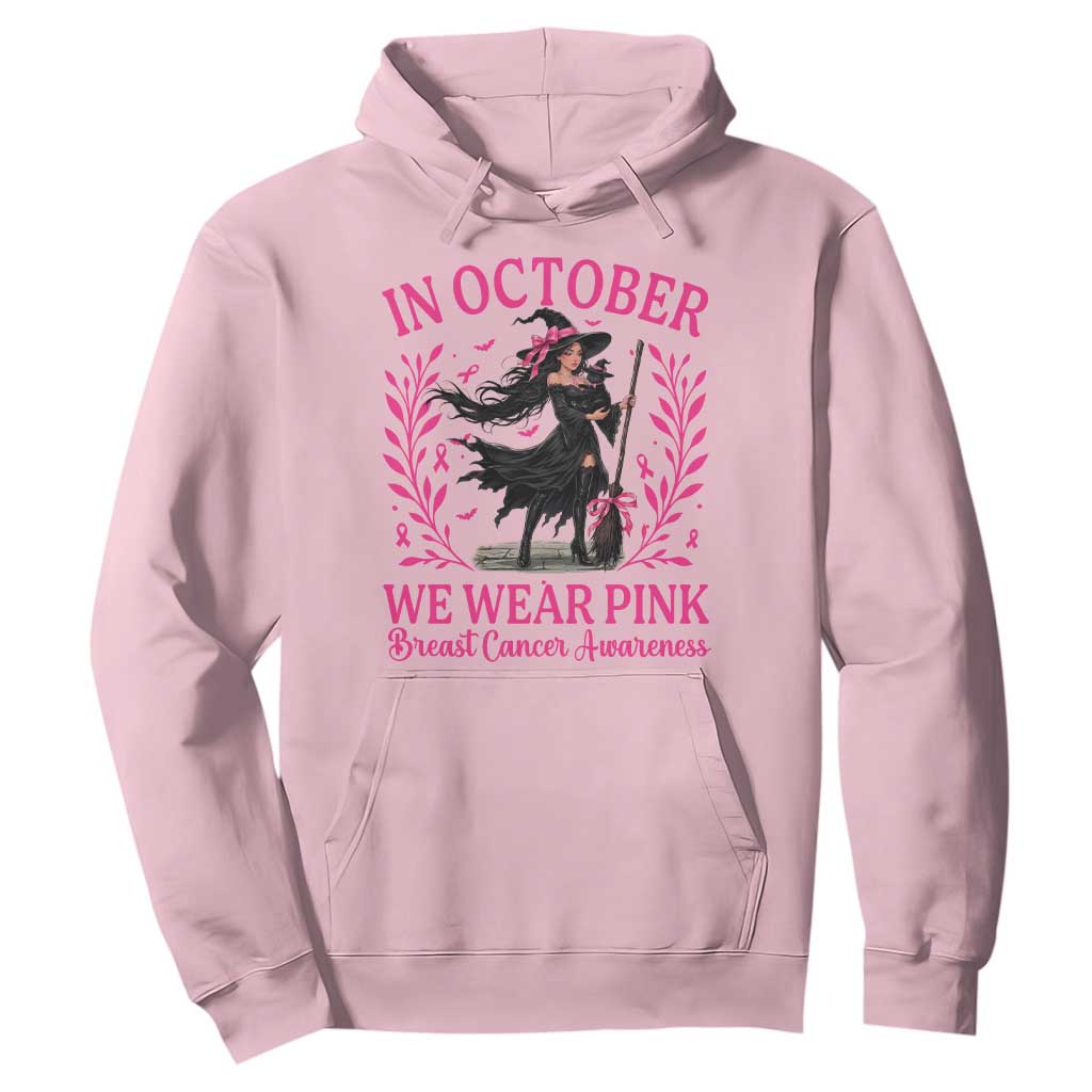 Breast Cancer Halloween Witch Hoodie In October We Wear Pink