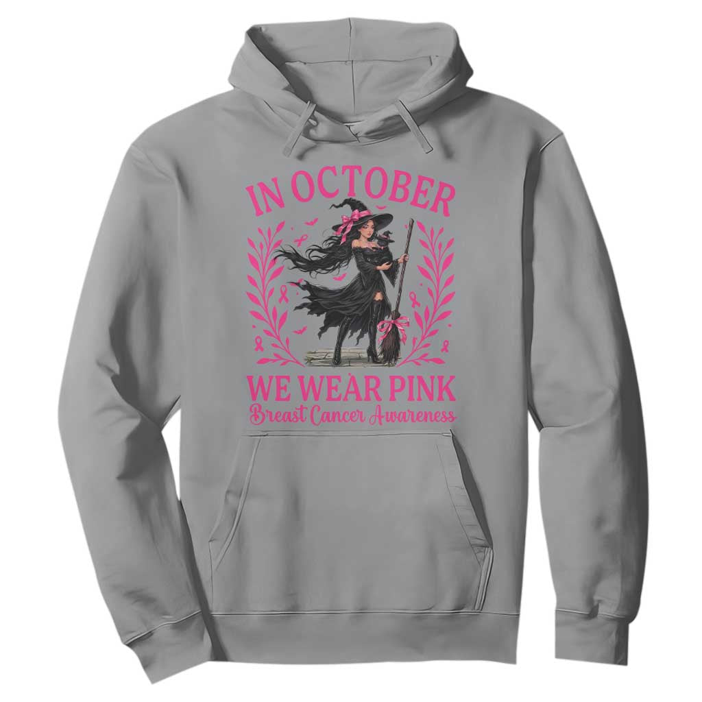Breast Cancer Halloween Witch Hoodie In October We Wear Pink