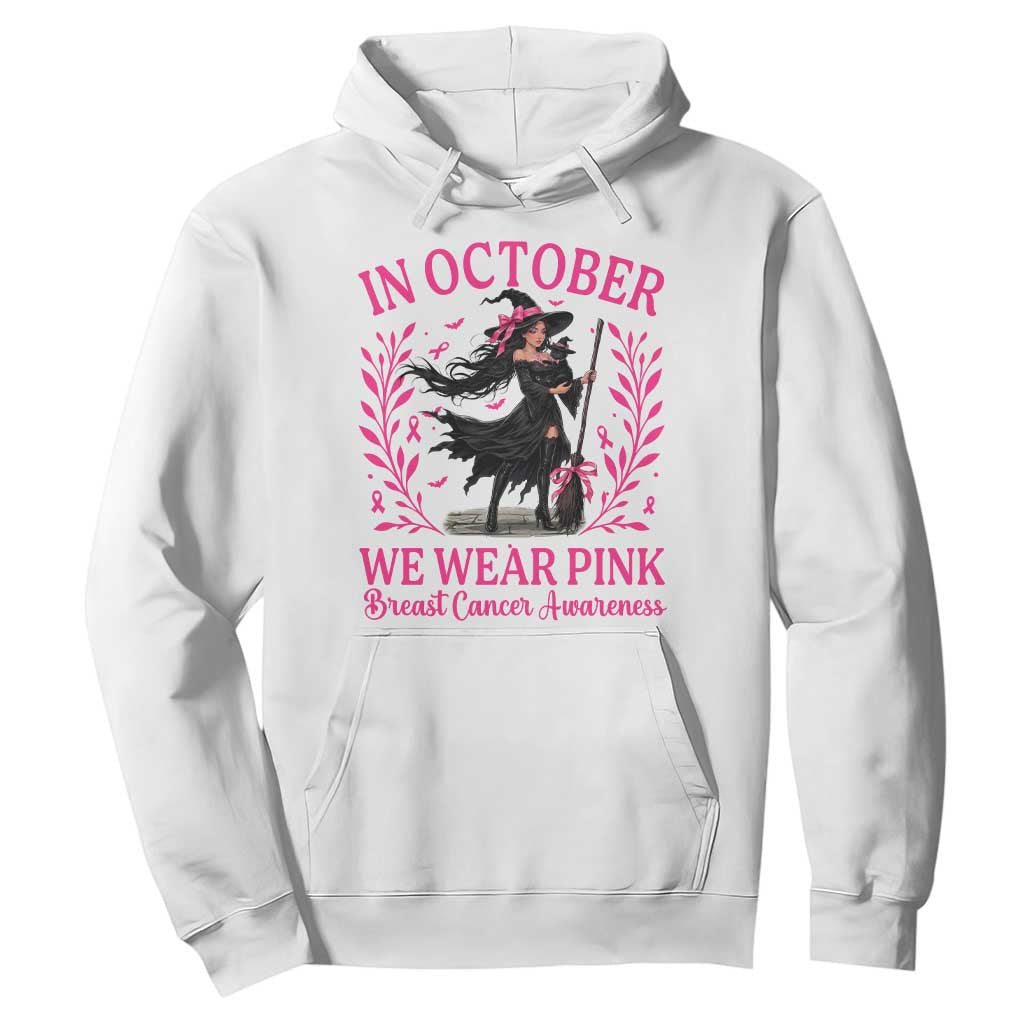 Breast Cancer Halloween Witch Hoodie In October We Wear Pink