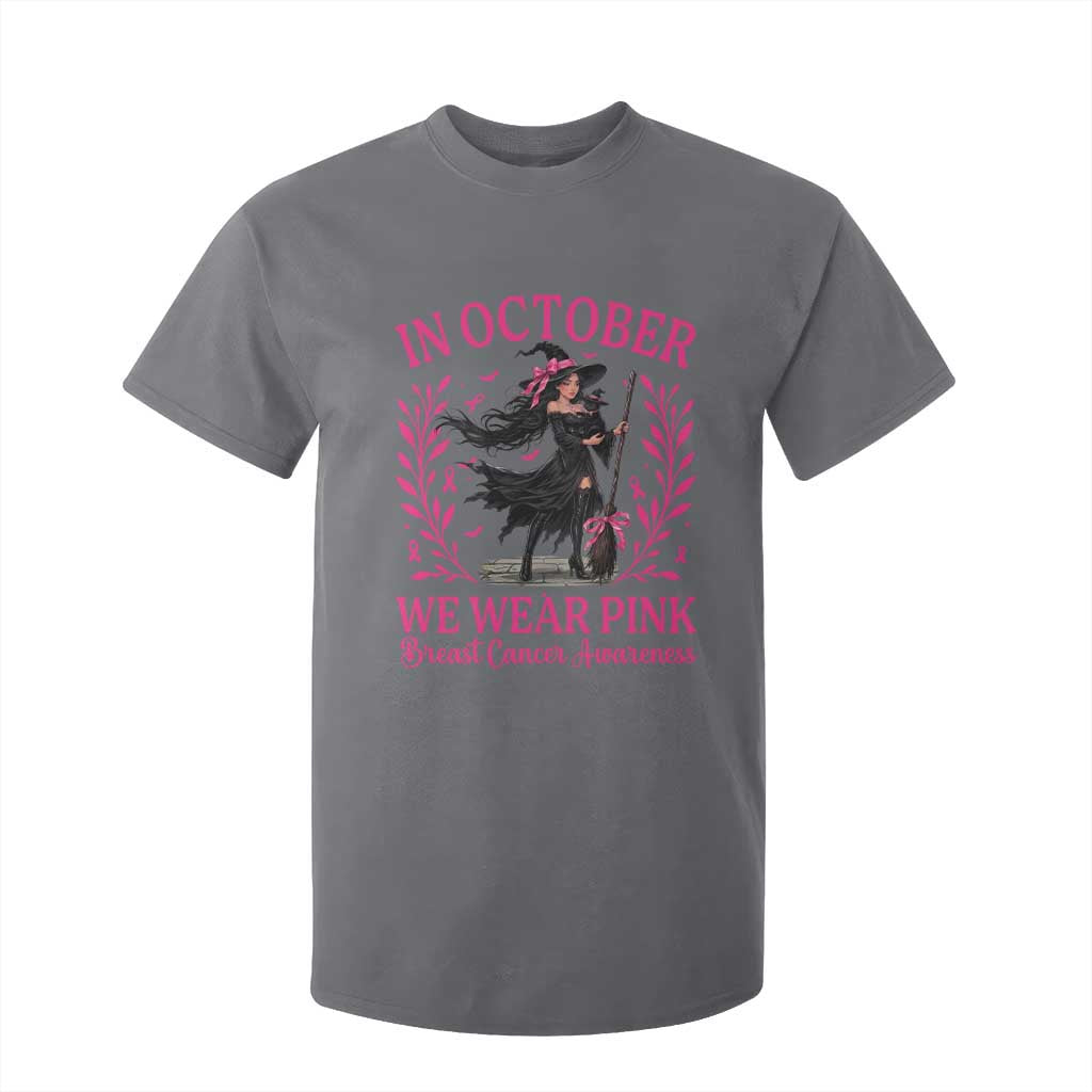 Breast Cancer Halloween Witch T Shirt For Kid In October We Wear Pink