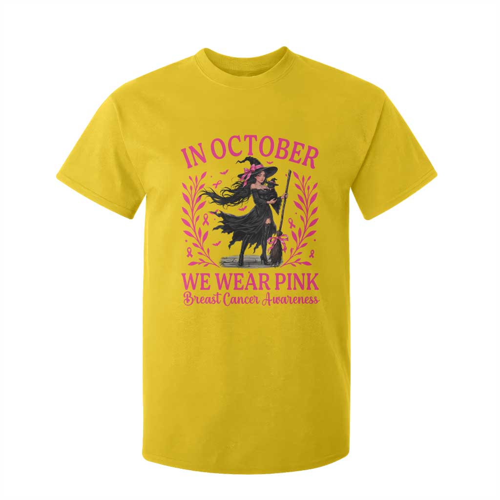 Breast Cancer Halloween Witch T Shirt For Kid In October We Wear Pink