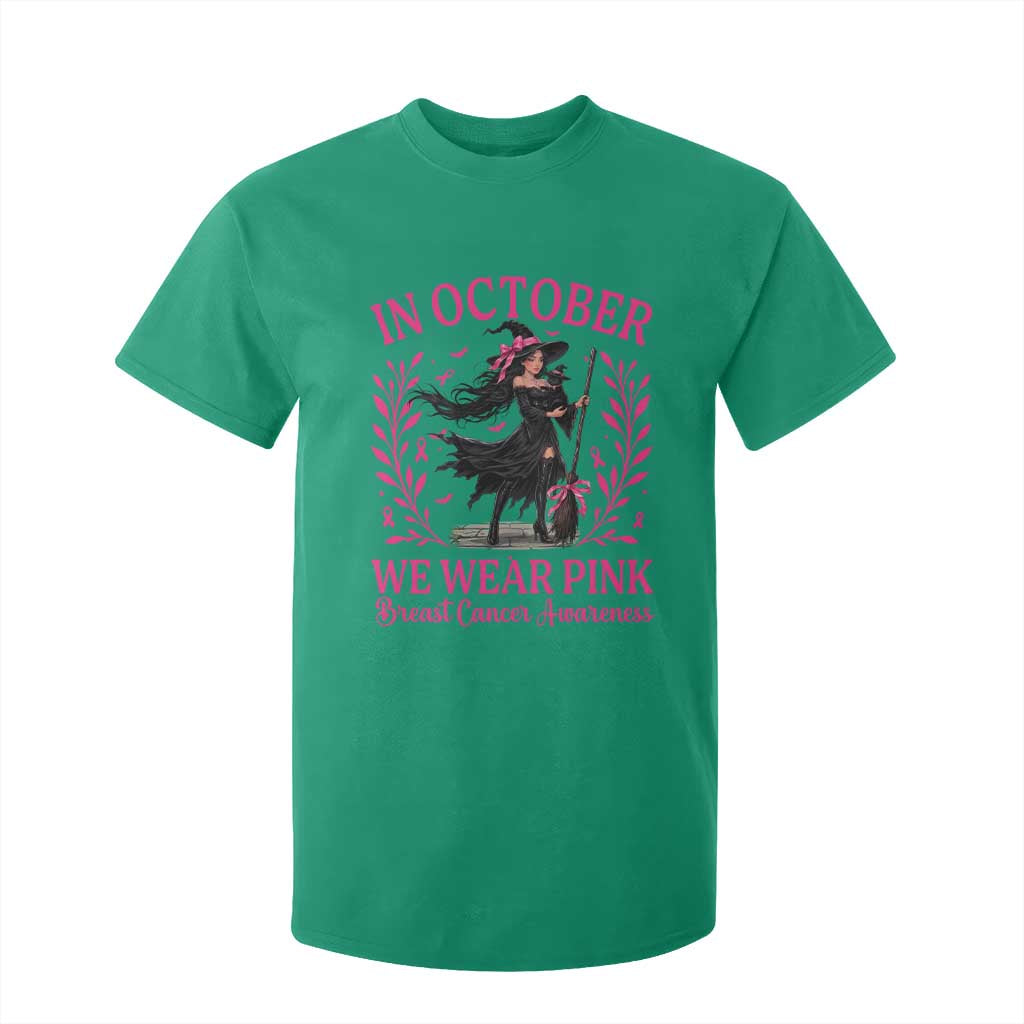 Breast Cancer Halloween Witch T Shirt For Kid In October We Wear Pink