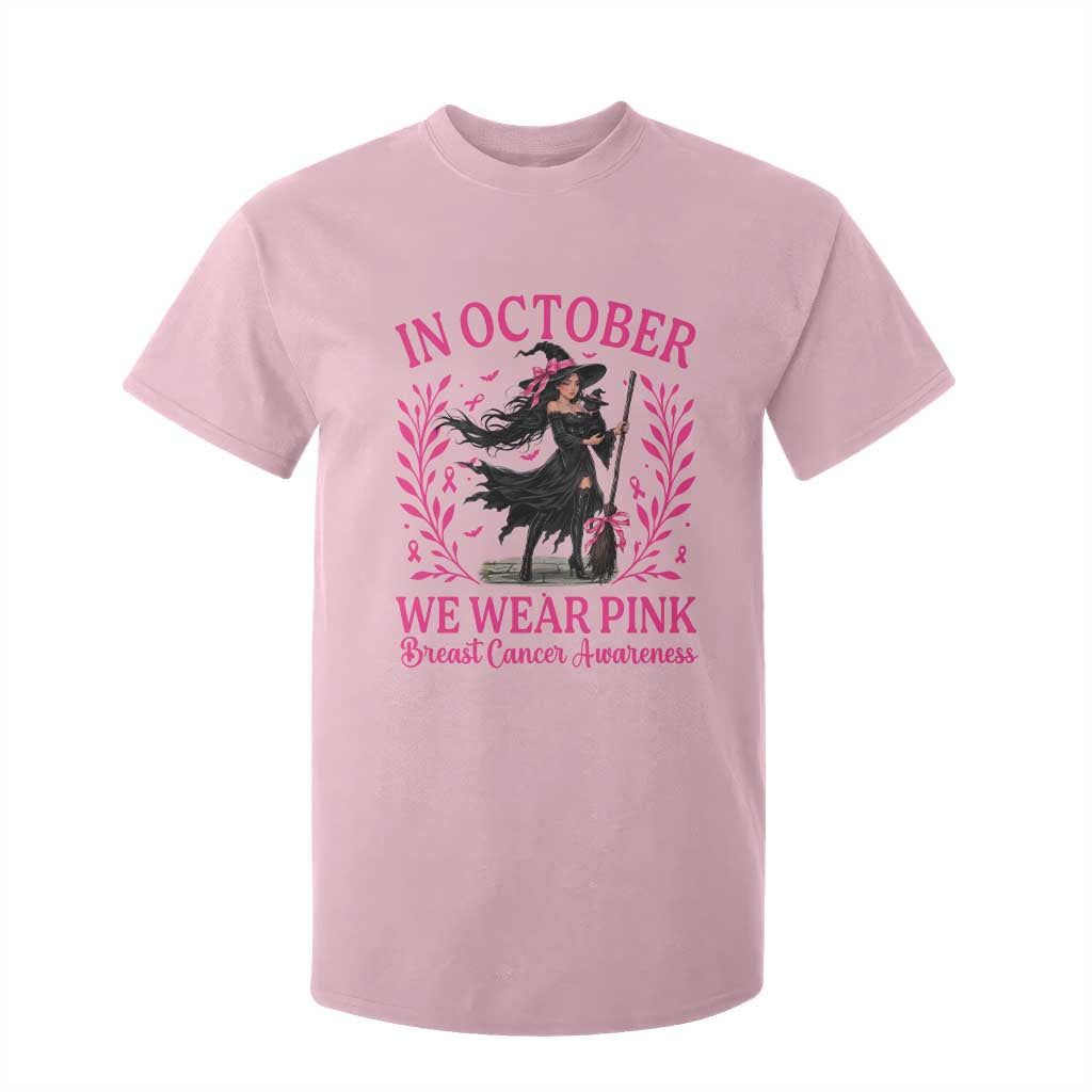 Breast Cancer Halloween Witch T Shirt For Kid In October We Wear Pink