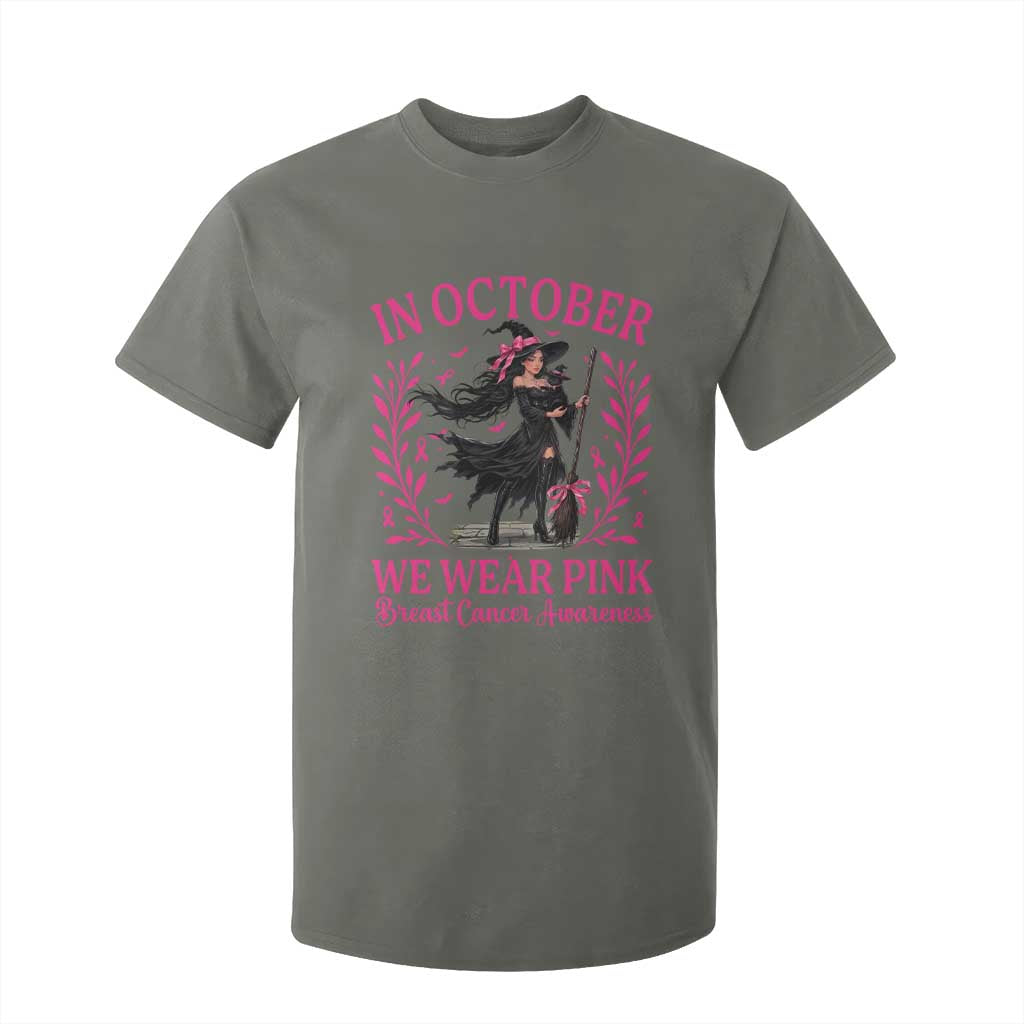 Breast Cancer Halloween Witch T Shirt For Kid In October We Wear Pink