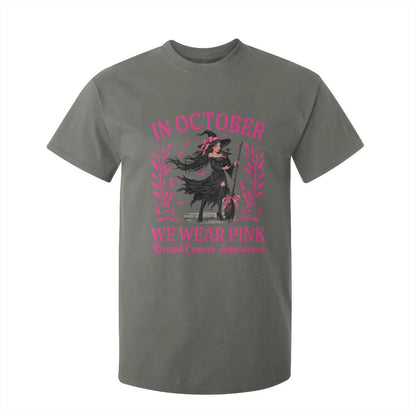 Breast Cancer Halloween Witch T Shirt For Kid In October We Wear Pink
