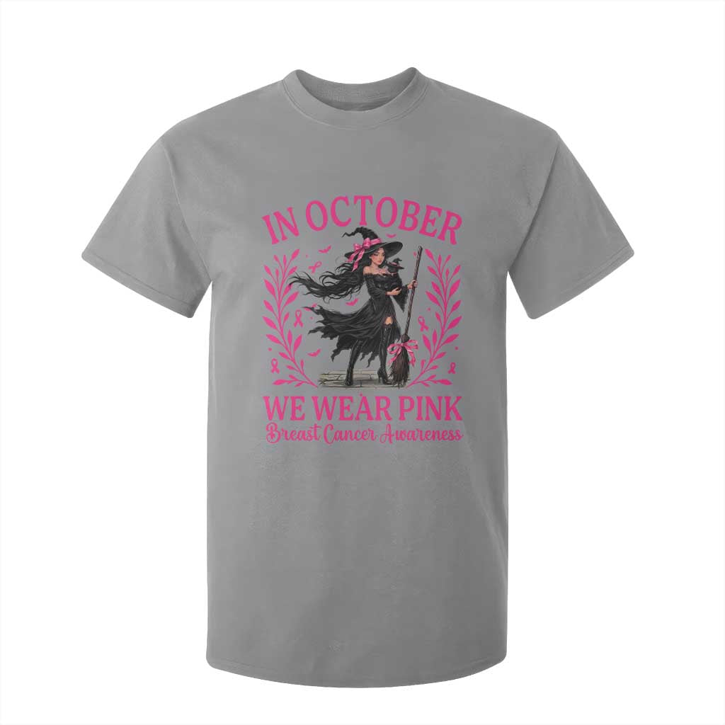 Breast Cancer Halloween Witch T Shirt For Kid In October We Wear Pink