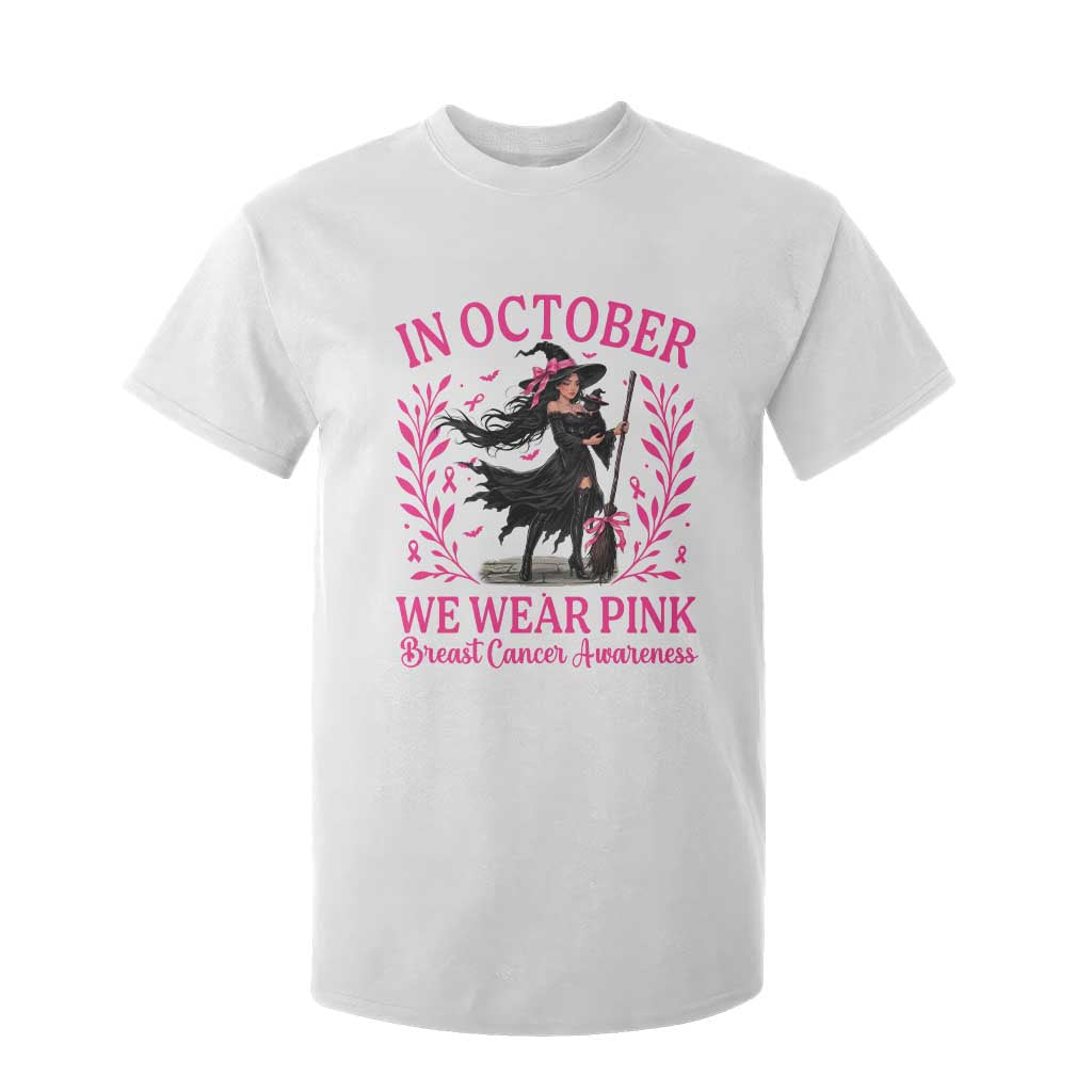 Breast Cancer Halloween Witch T Shirt For Kid In October We Wear Pink