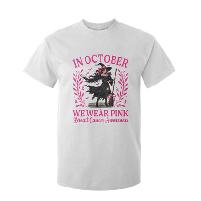 Breast Cancer Halloween Witch T Shirt For Kid In October We Wear Pink