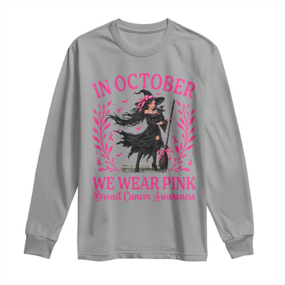 Breast Cancer Halloween Witch Long Sleeve Shirt In October We Wear Pink