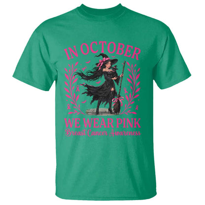 Breast Cancer Halloween Witch T Shirt In October We Wear Pink