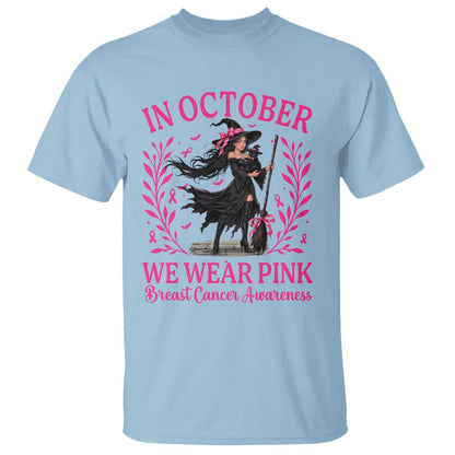Breast Cancer Halloween Witch T Shirt In October We Wear Pink