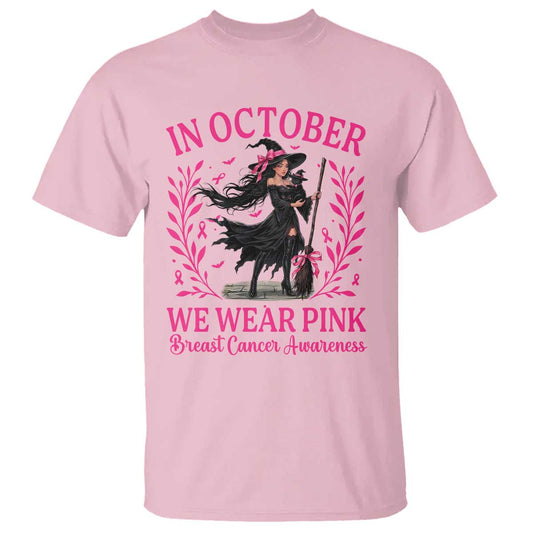 Breast Cancer Halloween Witch T Shirt In October We Wear Pink
