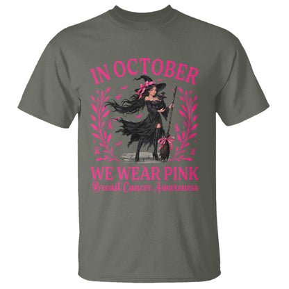 Breast Cancer Halloween Witch T Shirt In October We Wear Pink