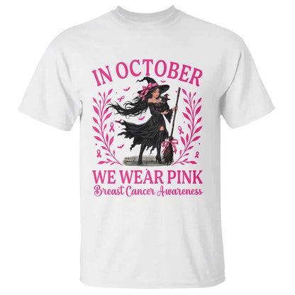 Breast Cancer Halloween Witch T Shirt In October We Wear Pink