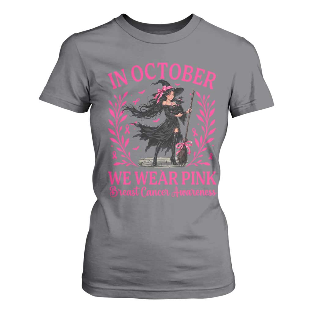 Breast Cancer Halloween Witch T Shirt For Women In October We Wear Pink