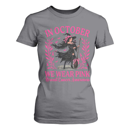 Breast Cancer Halloween Witch T Shirt For Women In October We Wear Pink
