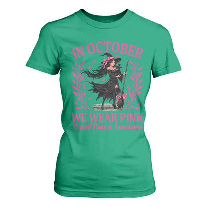 Breast Cancer Halloween Witch T Shirt For Women In October We Wear Pink
