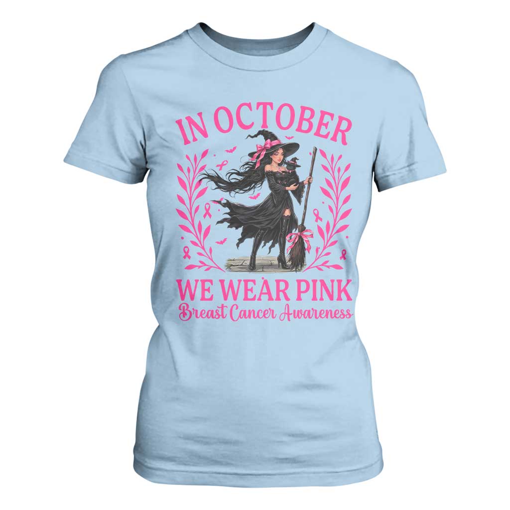Breast Cancer Halloween Witch T Shirt For Women In October We Wear Pink