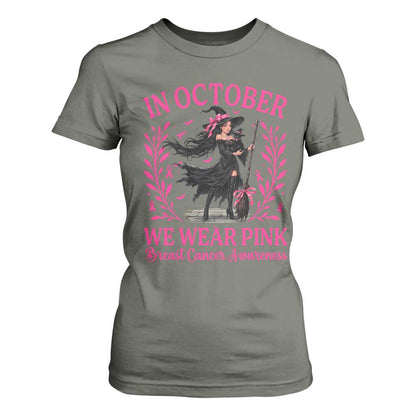 Breast Cancer Halloween Witch T Shirt For Women In October We Wear Pink