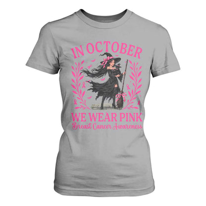 Breast Cancer Halloween Witch T Shirt For Women In October We Wear Pink
