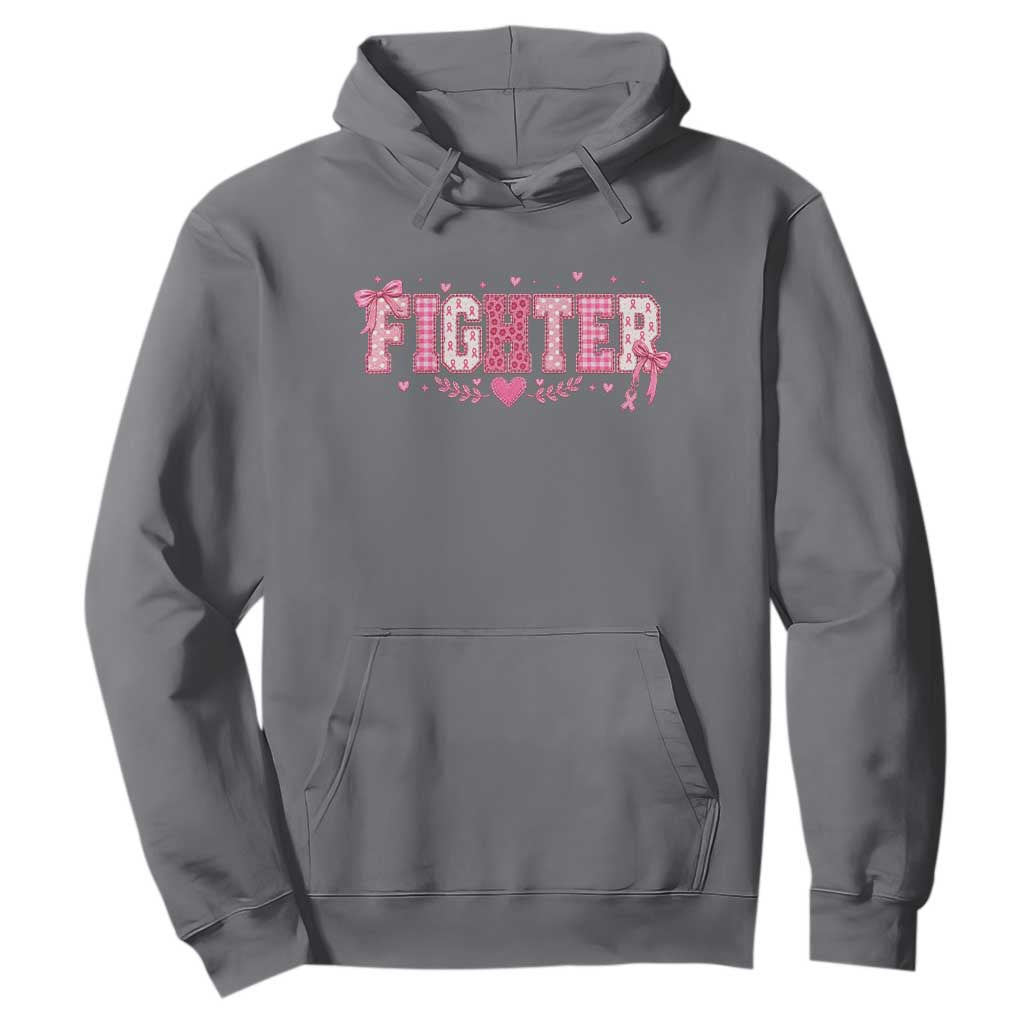 Breast Cancer Fighter Support Hoodie Pink Coquette Bow Ribbon Strength