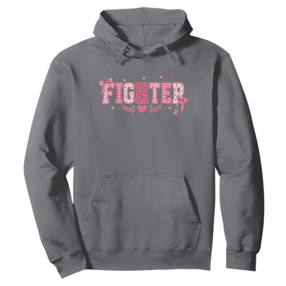 Breast Cancer Fighter Support Hoodie Pink Coquette Bow Ribbon Strength