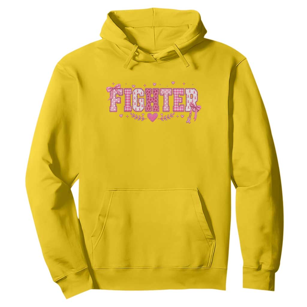 Breast Cancer Fighter Support Hoodie Pink Coquette Bow Ribbon Strength