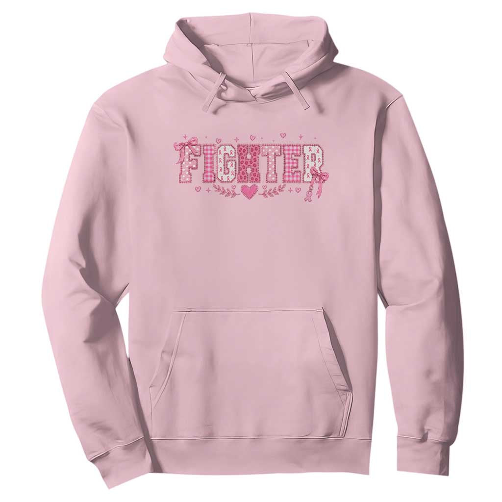Breast Cancer Fighter Support Hoodie Pink Coquette Bow Ribbon Strength