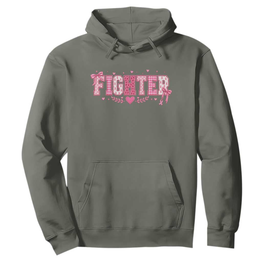 Breast Cancer Fighter Support Hoodie Pink Coquette Bow Ribbon Strength