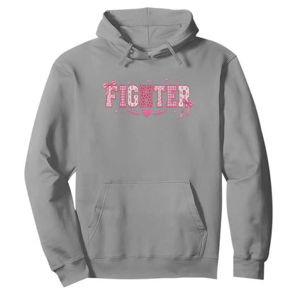 Breast Cancer Fighter Support Hoodie Pink Coquette Bow Ribbon Strength
