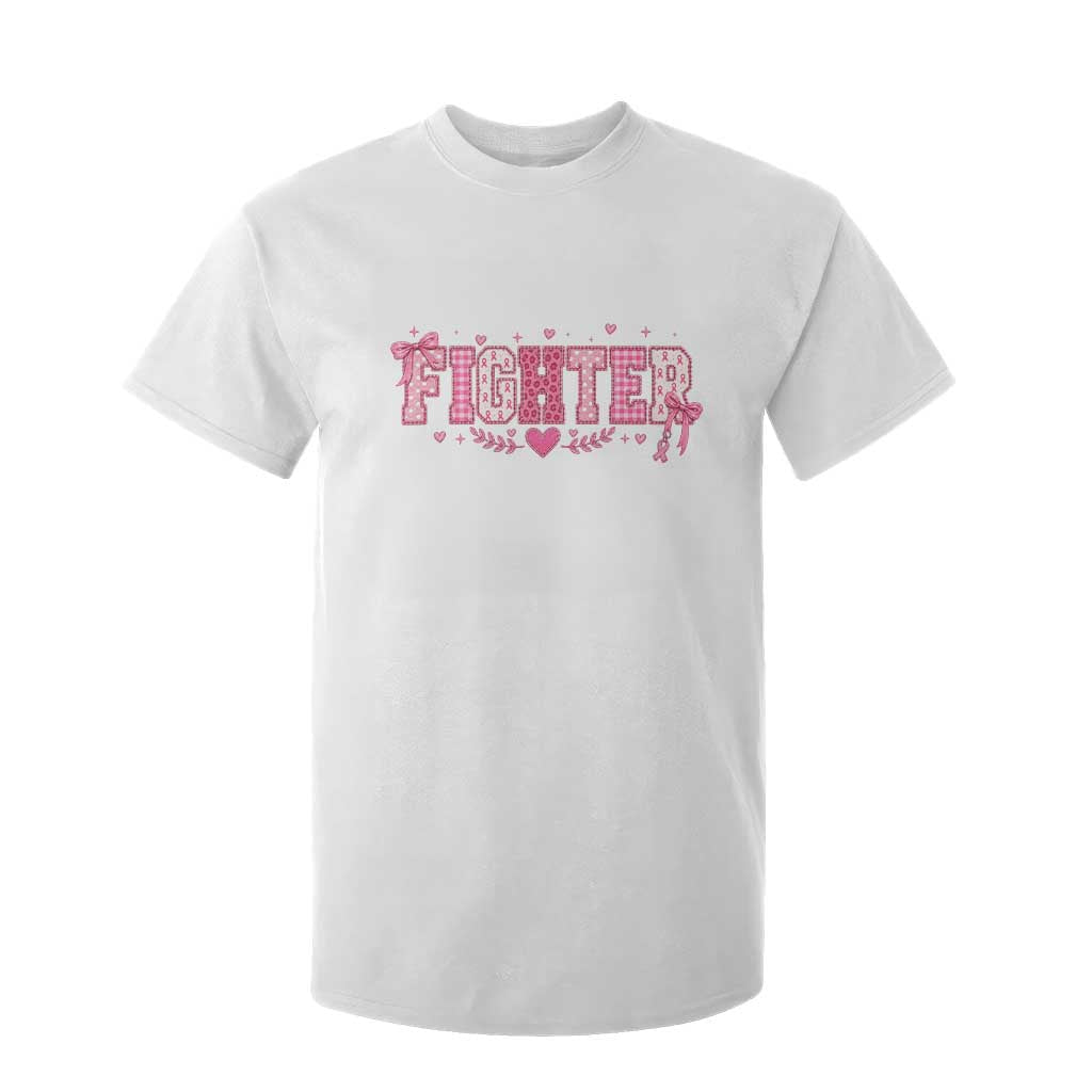 Breast Cancer Fighter Support T Shirt For Kid Pink Coquette Bow Ribbon Strength