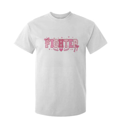 Breast Cancer Fighter Support T Shirt For Kid Pink Coquette Bow Ribbon Strength