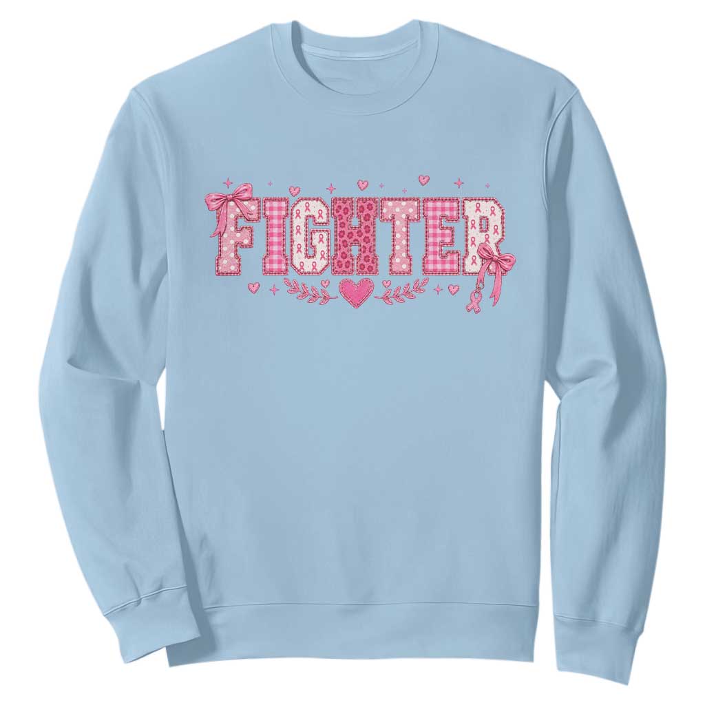 Breast Cancer Fighter Support Sweatshirt Pink Coquette Bow Ribbon Strength