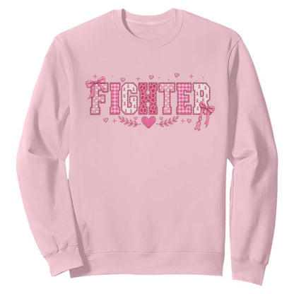 Breast Cancer Fighter Support Sweatshirt Pink Coquette Bow Ribbon Strength