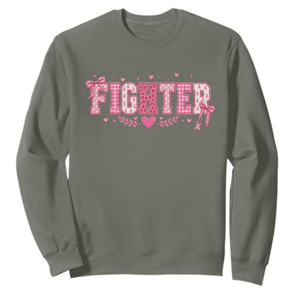 Breast Cancer Fighter Support Sweatshirt Pink Coquette Bow Ribbon Strength