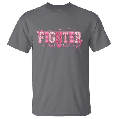 Breast Cancer Fighter Support T Shirt Pink Coquette Bow Ribbon Strength
