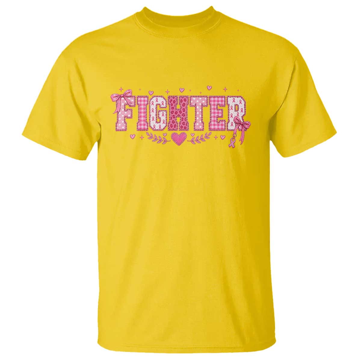 Breast Cancer Fighter Support T Shirt Pink Coquette Bow Ribbon Strength