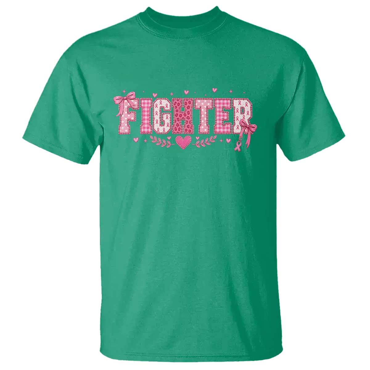 Breast Cancer Fighter Support T Shirt Pink Coquette Bow Ribbon Strength