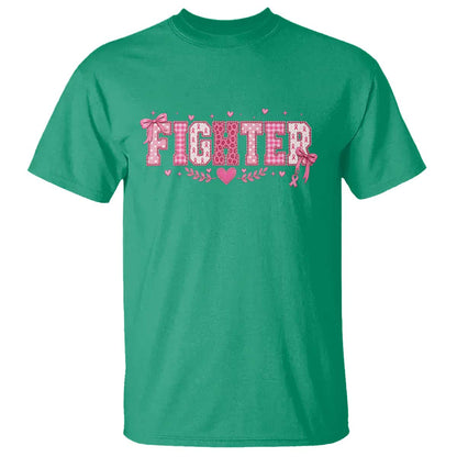 Breast Cancer Fighter Support T Shirt Pink Coquette Bow Ribbon Strength