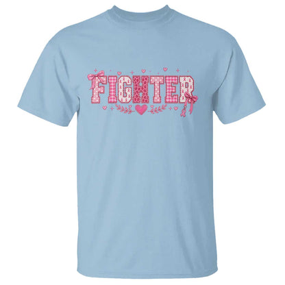 Breast Cancer Fighter Support T Shirt Pink Coquette Bow Ribbon Strength