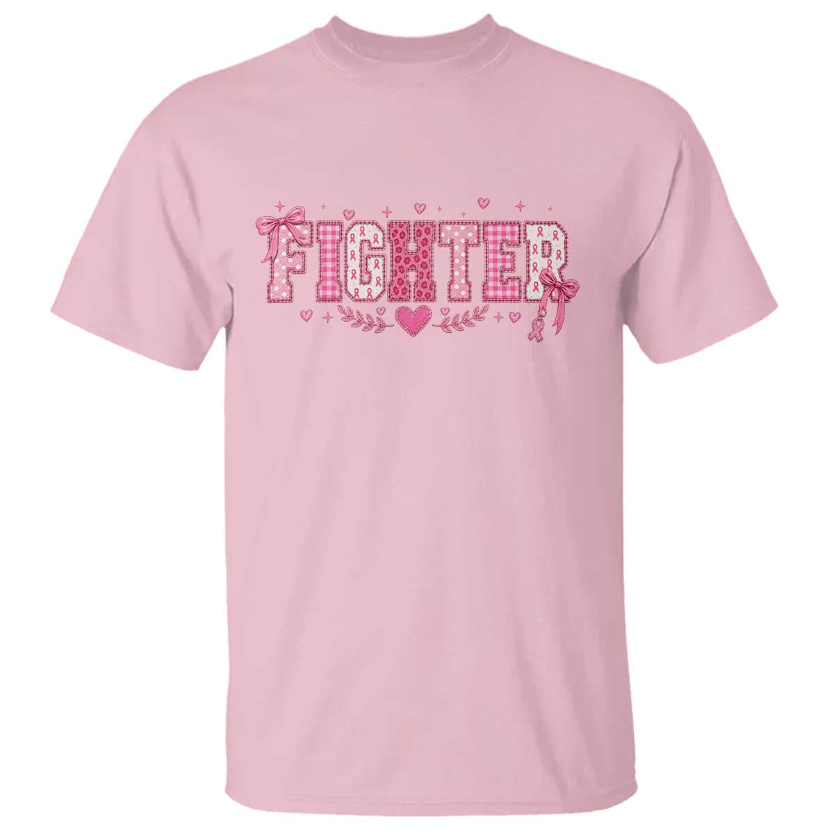 Breast Cancer Fighter Support T Shirt Pink Coquette Bow Ribbon Strength