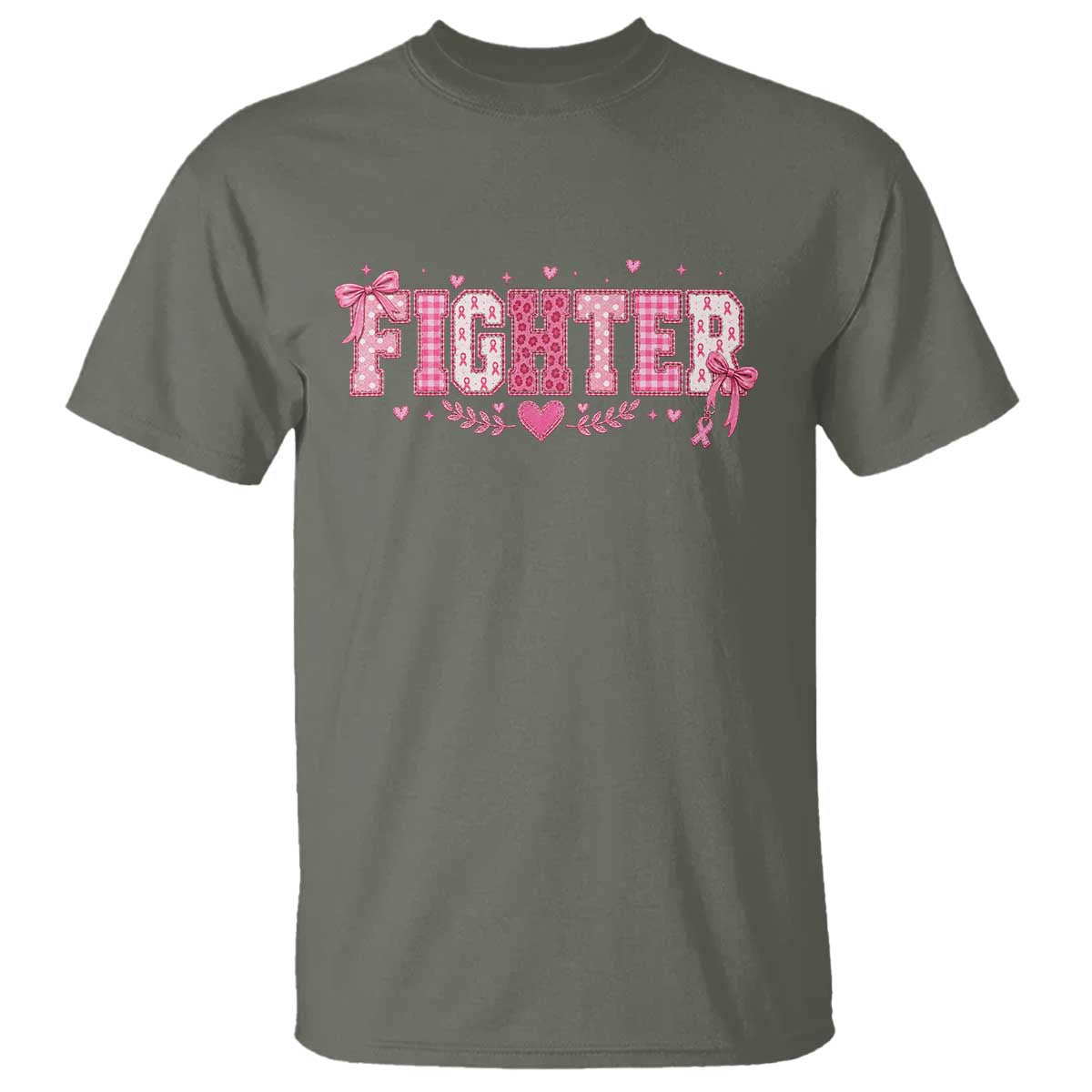 Breast Cancer Fighter Support T Shirt Pink Coquette Bow Ribbon Strength