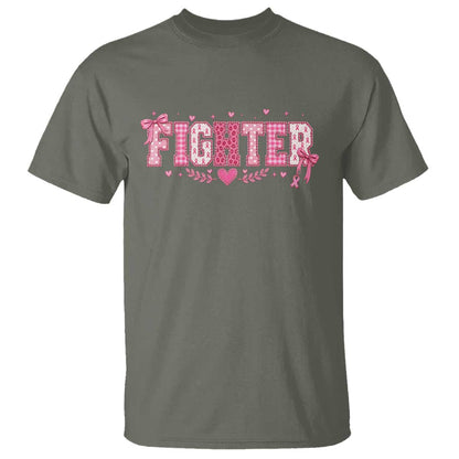 Breast Cancer Fighter Support T Shirt Pink Coquette Bow Ribbon Strength