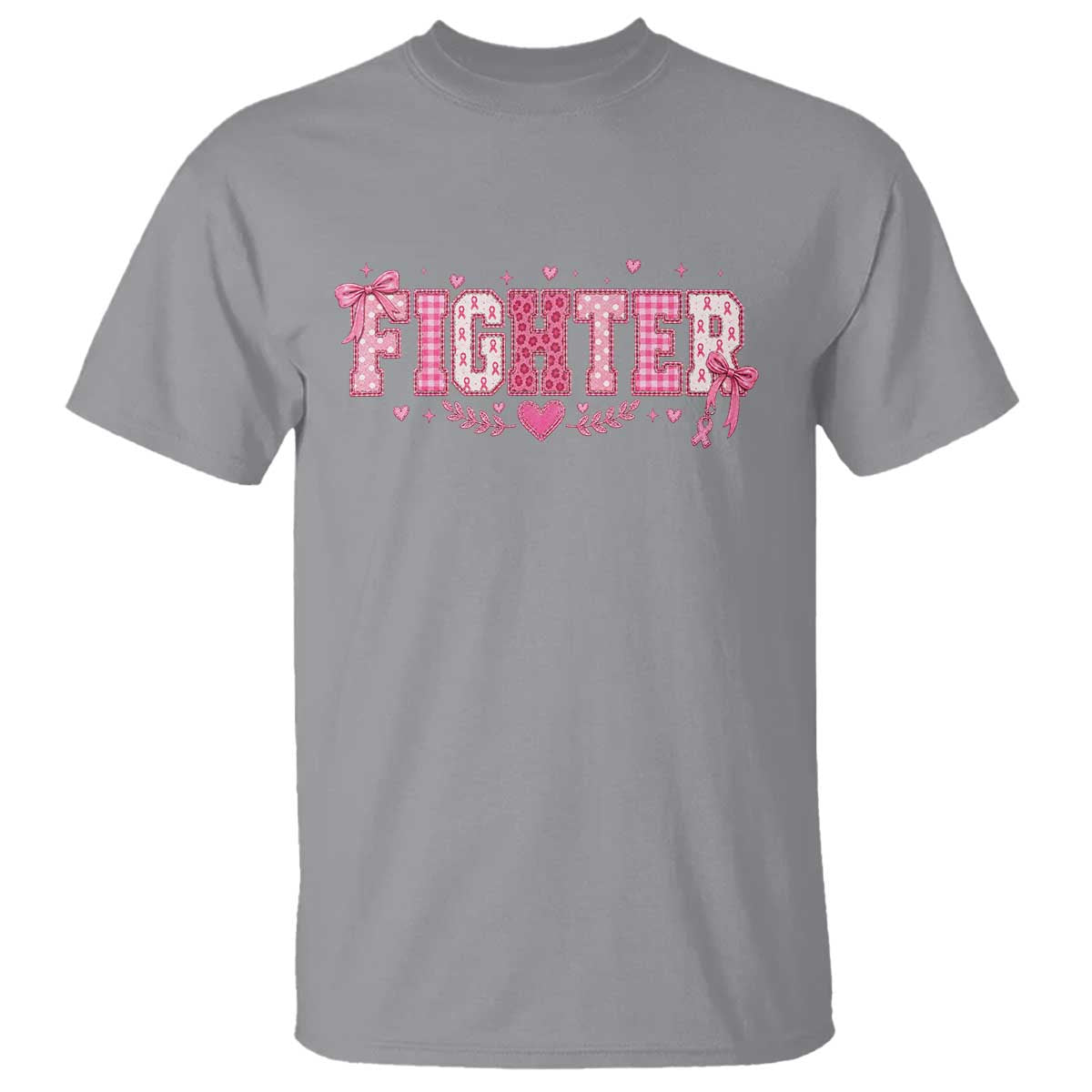 Breast Cancer Fighter Support T Shirt Pink Coquette Bow Ribbon Strength
