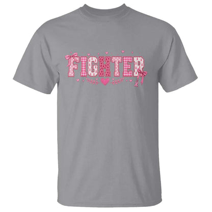Breast Cancer Fighter Support T Shirt Pink Coquette Bow Ribbon Strength