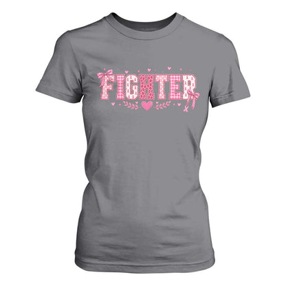 Breast Cancer Fighter Support T Shirt For Women Pink Coquette Bow Ribbon Strength