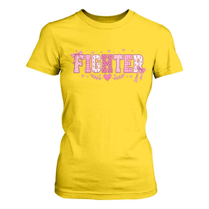 Breast Cancer Fighter Support T Shirt For Women Pink Coquette Bow Ribbon Strength