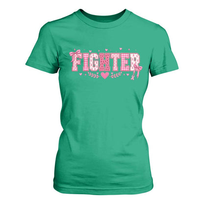 Breast Cancer Fighter Support T Shirt For Women Pink Coquette Bow Ribbon Strength